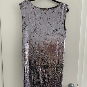 ALICE + OLIVIA Gunmetal Sequin Sheath Dress M